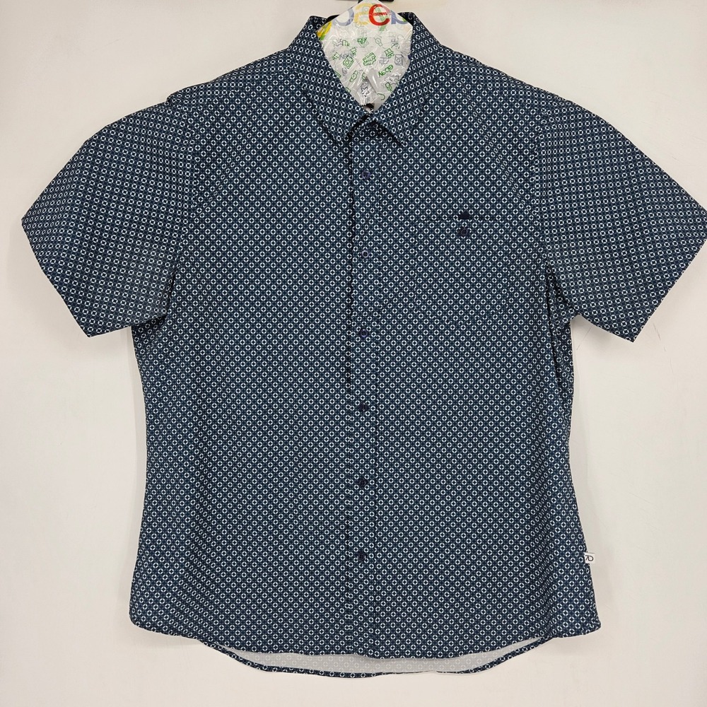 7 Diamonds Shirt Mens Extra Large Button Up Short Sleeve 4 Way Stretch Geometric